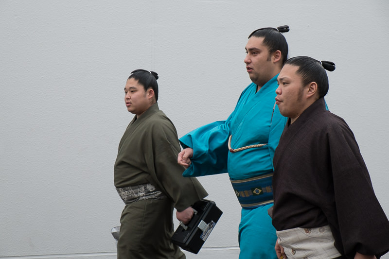 I lottatori «Rikishi» entrano nello stadio